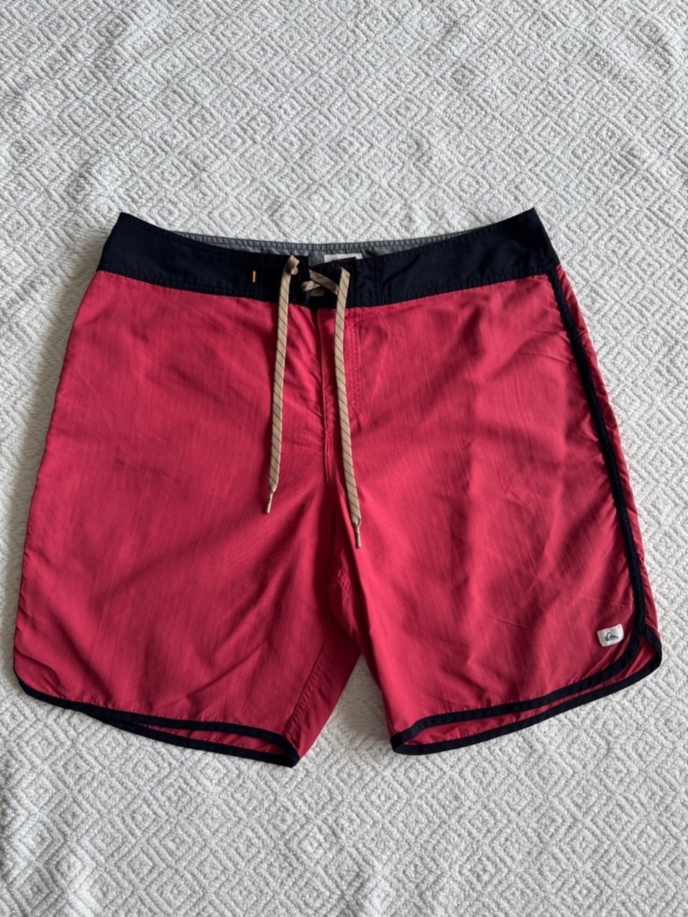Quiksilver Red Swim Board Shorts with Black Waistband Sz 34